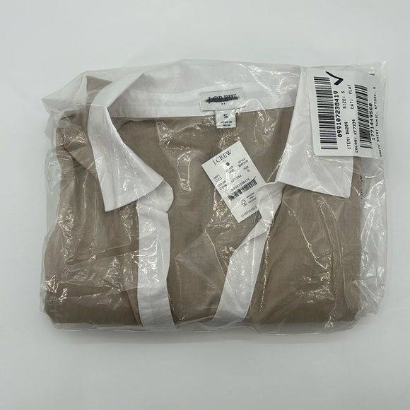 J Crew Factory Polo tunic cover-up in Coastal Dune White Col size S NWT BW209 - Picture 9 of 10